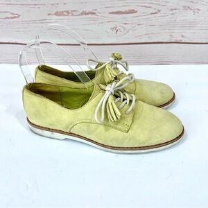 Coach Zinnia Lime Green Chartreuse Leather Suede Tassel Oxfords Flats Loafers